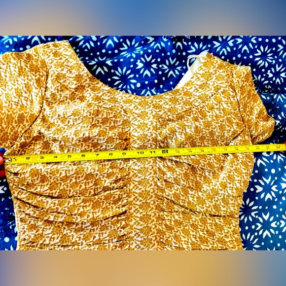 Marilyn Monroe! Gold Floral Metallic Sparkle 60s Dress Old Hollywood Glam Ruched - Picture 10 of 12